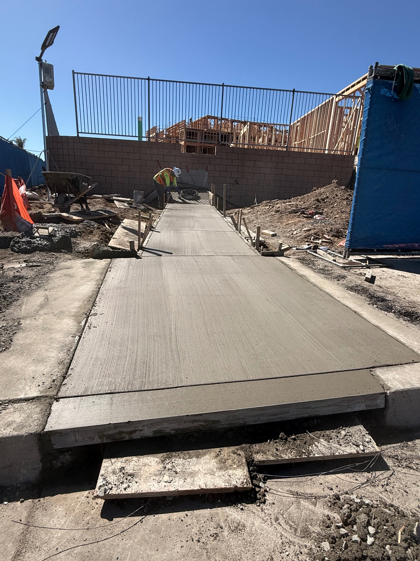 Reinforced concrete storm drain structure under construction